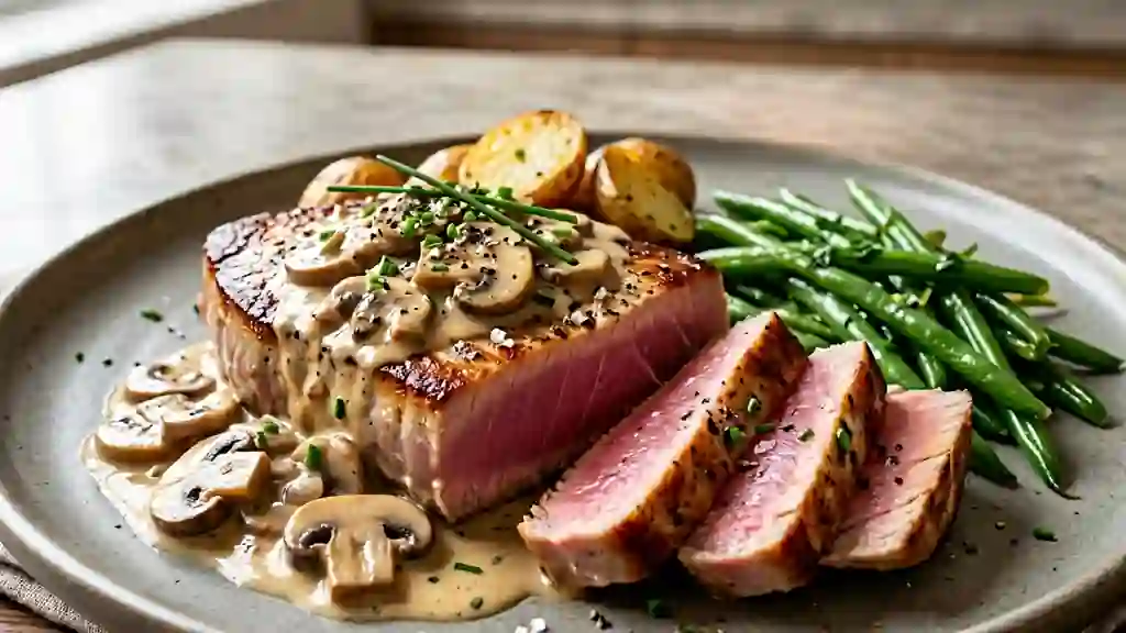 Thon Poêlé, Sauce Onctueuse Cidre et Champignons - Photo de présentation