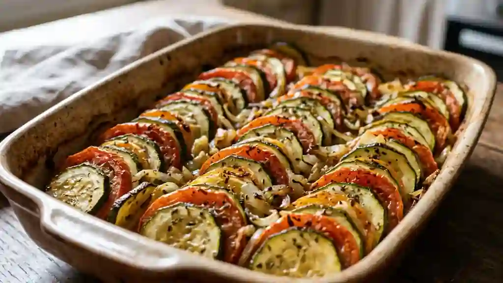 Tian de courgettes fondant et tomates rôties - Photo de présentation