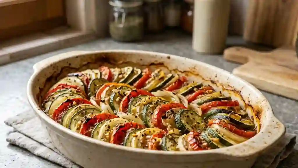 Tian de courgettes et tomates confites au four - Photo de présentation