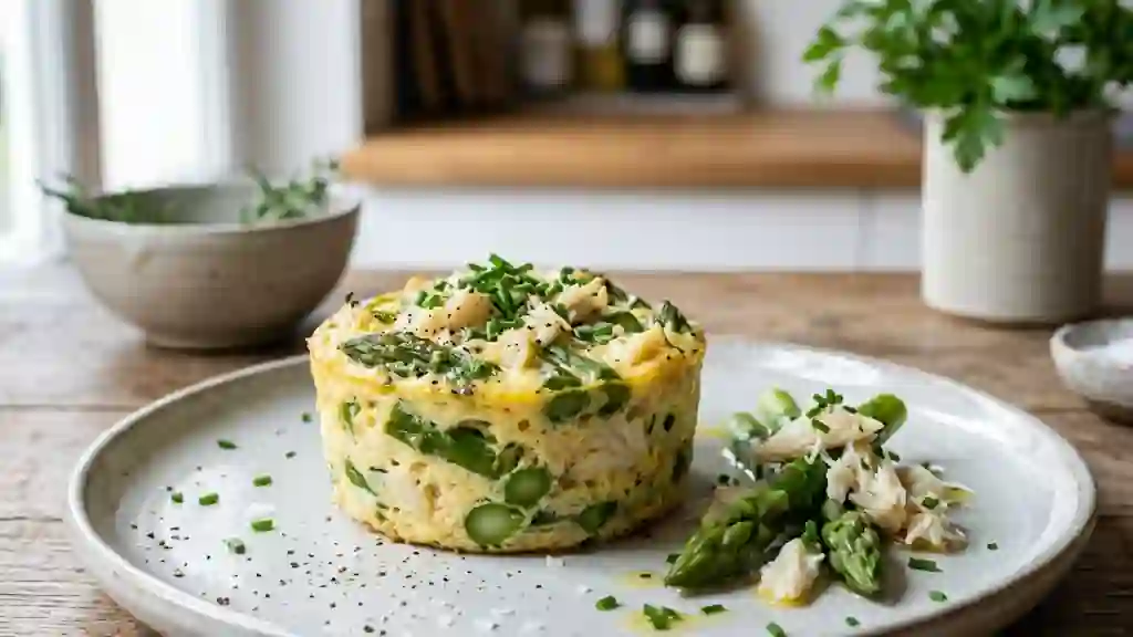 Timbale fondante aux asperges et crabe - Photo de présentation