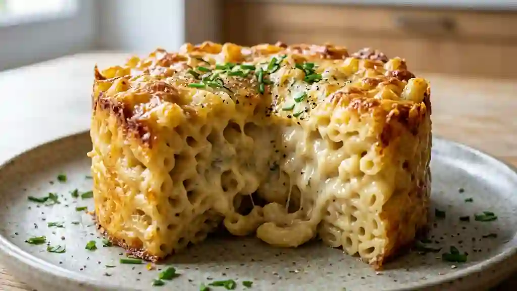 Timbale de macaronis au gorgonzola gratinée - Photo de présentation