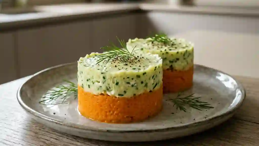 Timbales fondantes carotte, courgette et frais - Photo de présentation