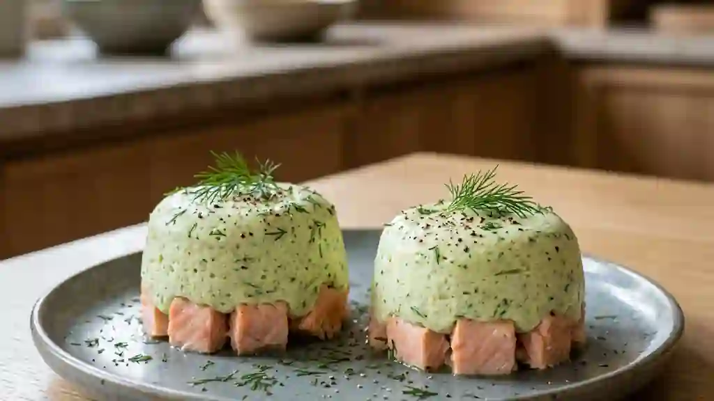 Timbales saumon et mousse de courgette - Photo de présentation