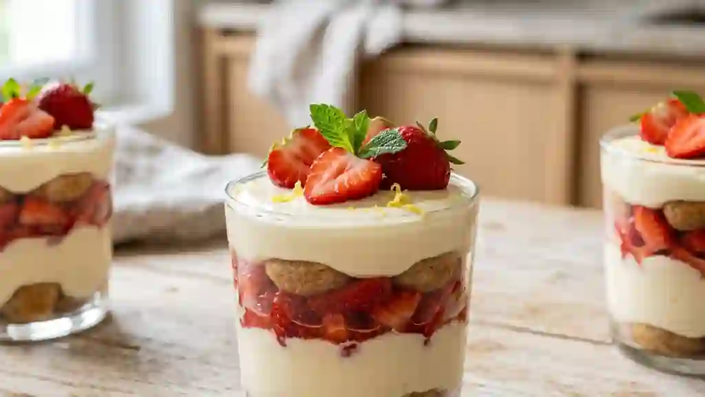 Tiramisu Fondant aux Fraises et Vanille - Photo de présentation