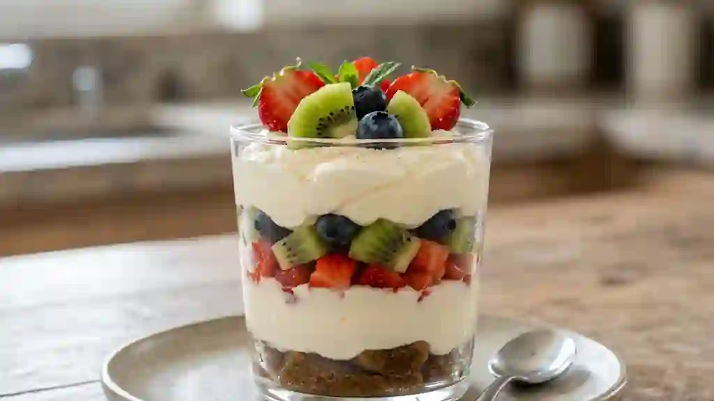 Tiramisu onctueux aux fruits frais d'été - Photo de présentation