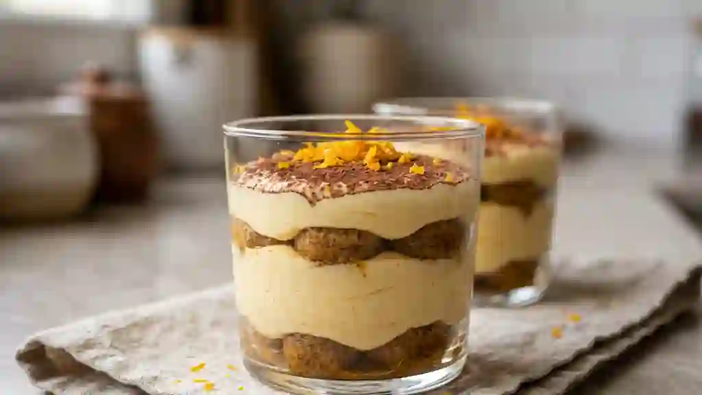 Tiramisu crémeux à l'orange et cacao amer - Photo de présentation