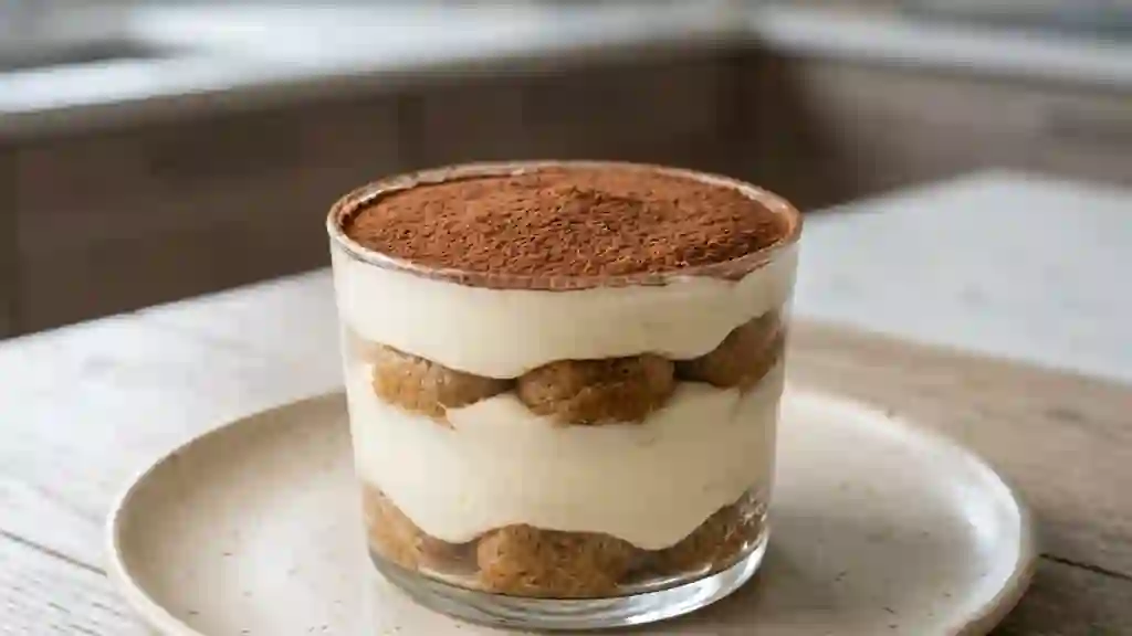 Tiramisu doux et crémeux sans café - Photo de présentation