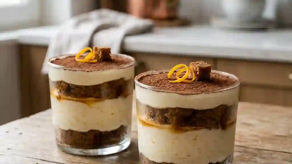 Tiramisu fondant au pain d'épices et orange - Photo de présentation