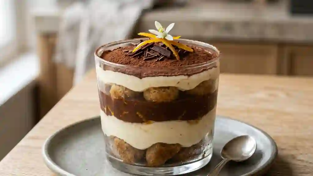 Tiramisu onctueux chocolat noir et orange - Photo de présentation
