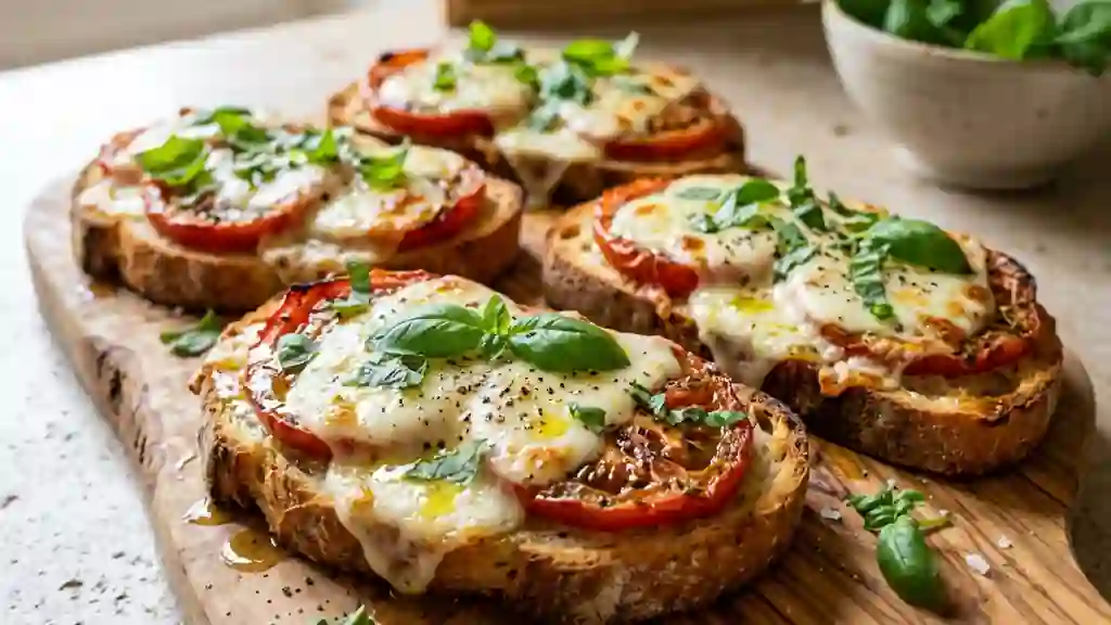 Bruschettas mozzarella et basilic craquantes - Photo de présentation