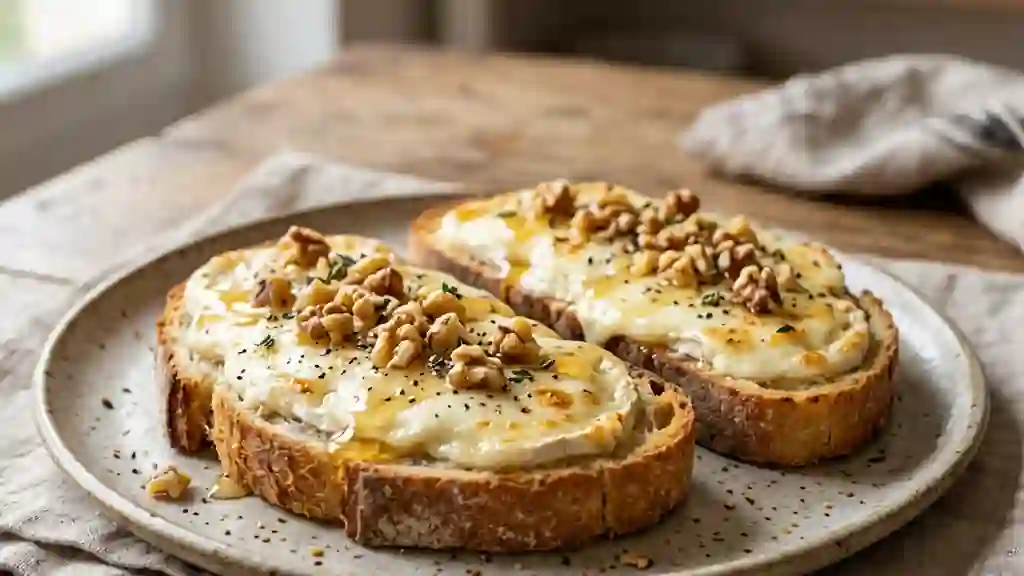 Toast Chèvre Chaud, Miel et Noix Croquantes - Photo de présentation