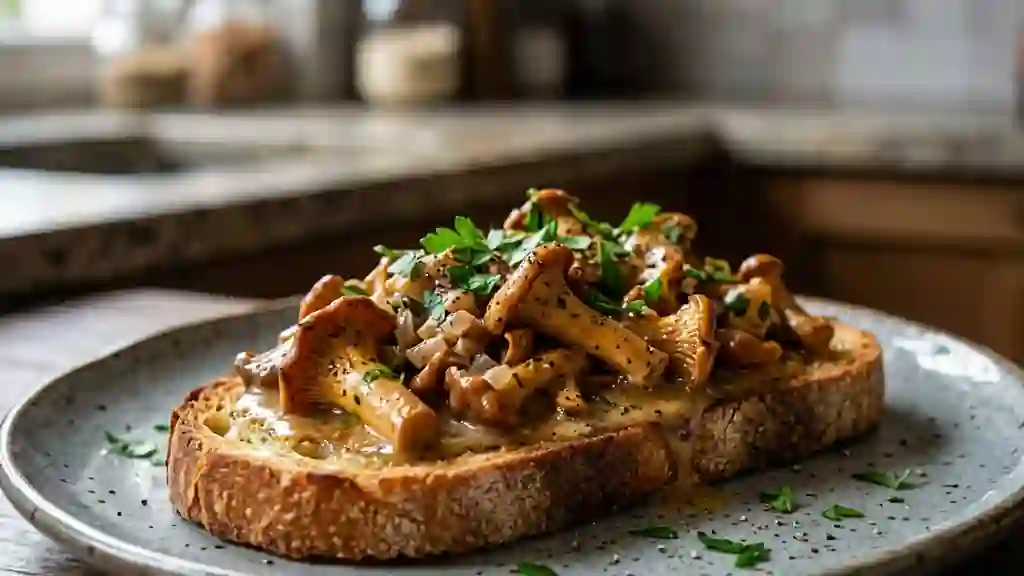 Tartines fondantes aux girolles et Pineau - Photo de présentation