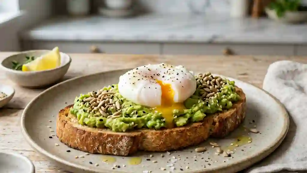 Toast Avocat, Œuf Poché et Graines Croquantes - Photo de présentation