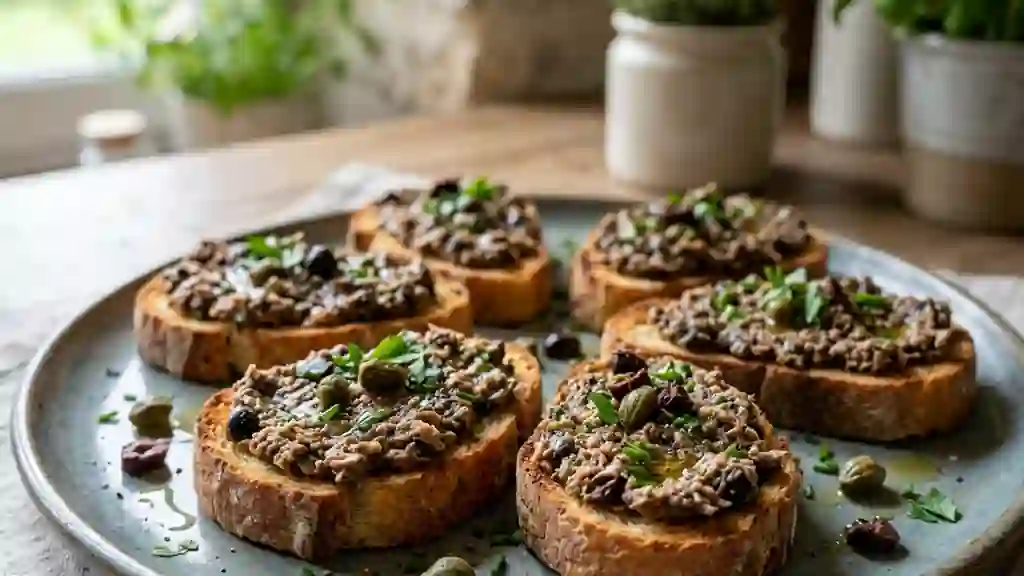 Toasts craquants thon et tapenade d'olives - Photo de présentation