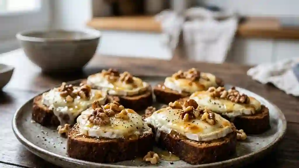 Toasts chèvre-miel sur pain d'épice croquant - Photo de présentation