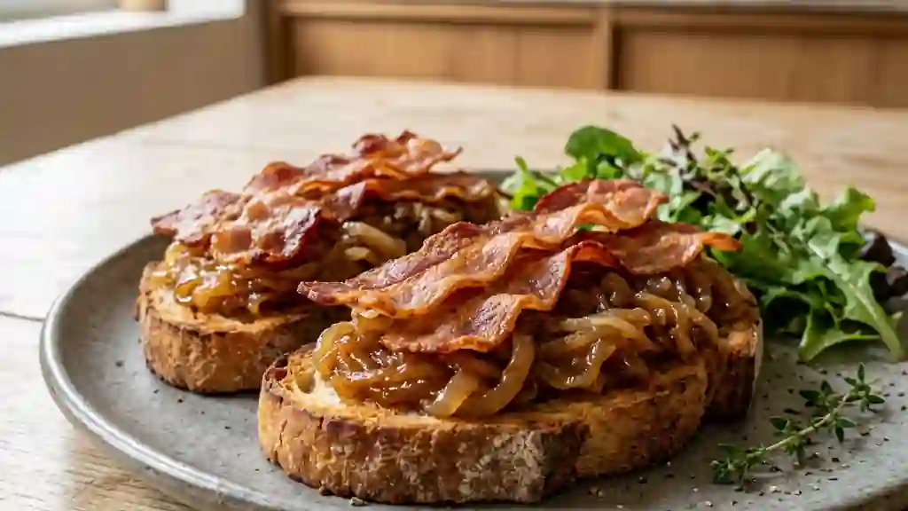 Tartines croustillantes au lard et oignons - Photo de présentation