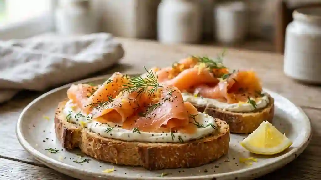 Tartines au saumon fumé et crème acidulée - Photo de présentation