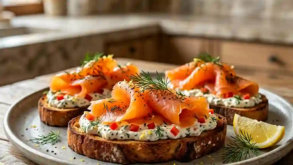 Toasts croustillants saumon et crème au poivron - Photo de présentation