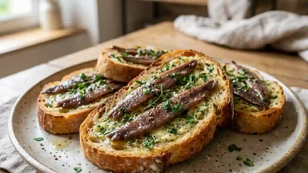 Toasts croustillants ail et anchois fondants - Photo de présentation