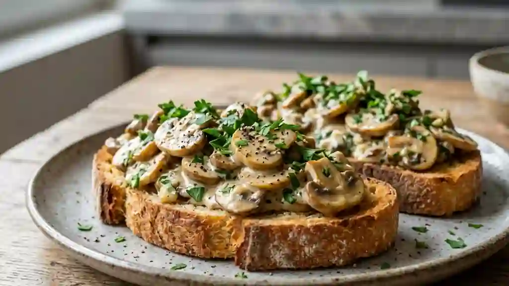 Toasts croustillants aux champignons crémés - Photo de présentation