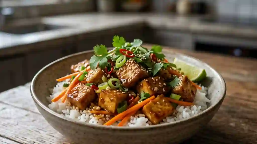 Tofu vietnamien laqué et croustillant - Photo de présentation