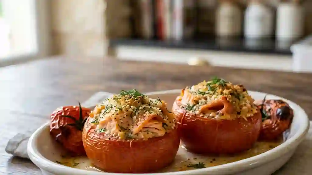 Tomates au Saumon Frais et Fumé Gratinées - Photo de présentation