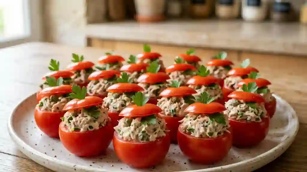 Tomates cerise au thon crémeux et câpres - Photo de présentation