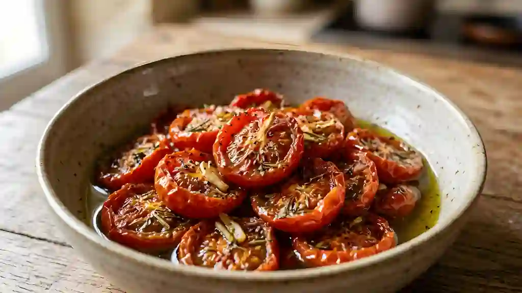 Tomates cerises confites fondantes à l'ail - Photo de présentation