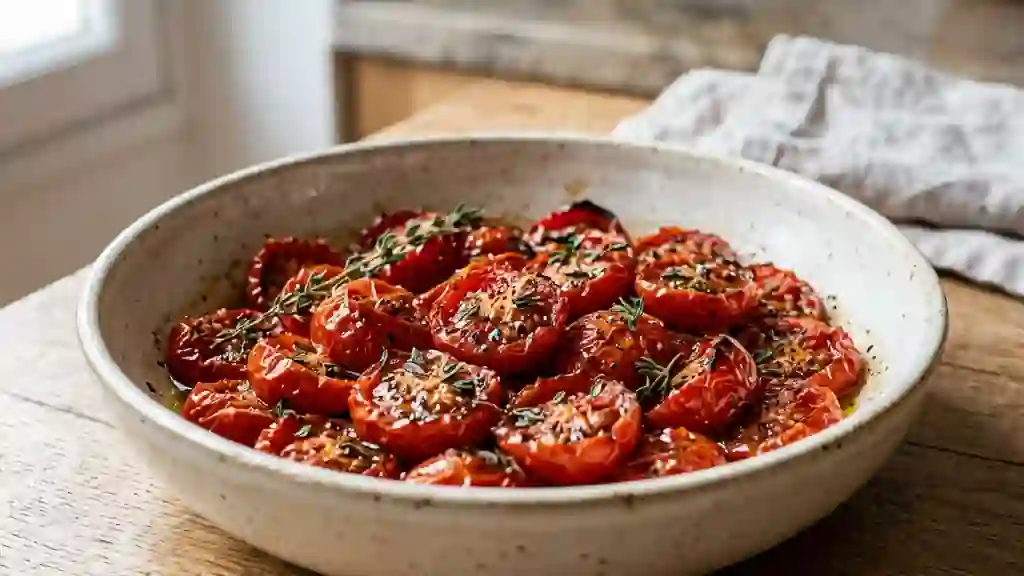 Tomates cerises confites au thym frais - Photo de présentation