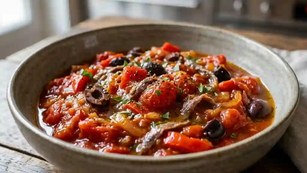 Poêlée fondante tomates, poivrons et anchois - Photo de présentation