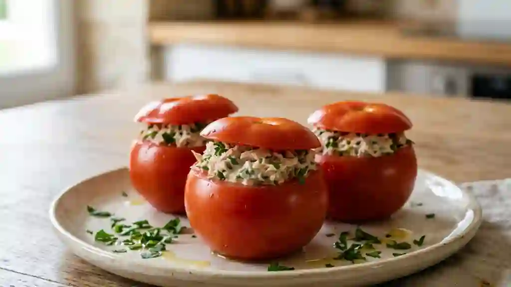Tomates farcies à la crème de thon aillée - Photo de présentation