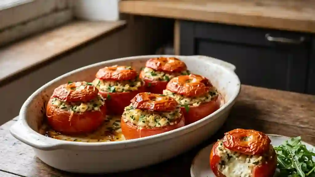 Tomates farcies au chèvre fondant et herbes - Photo de présentation