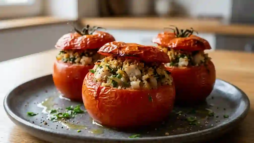 Tomates fondantes farcies à la perche - Photo de présentation