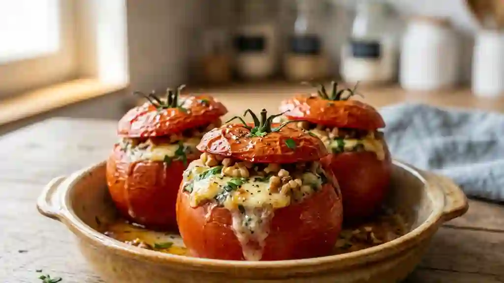 Tomates rôties au Roquefort et noix croquantes - Photo de présentation