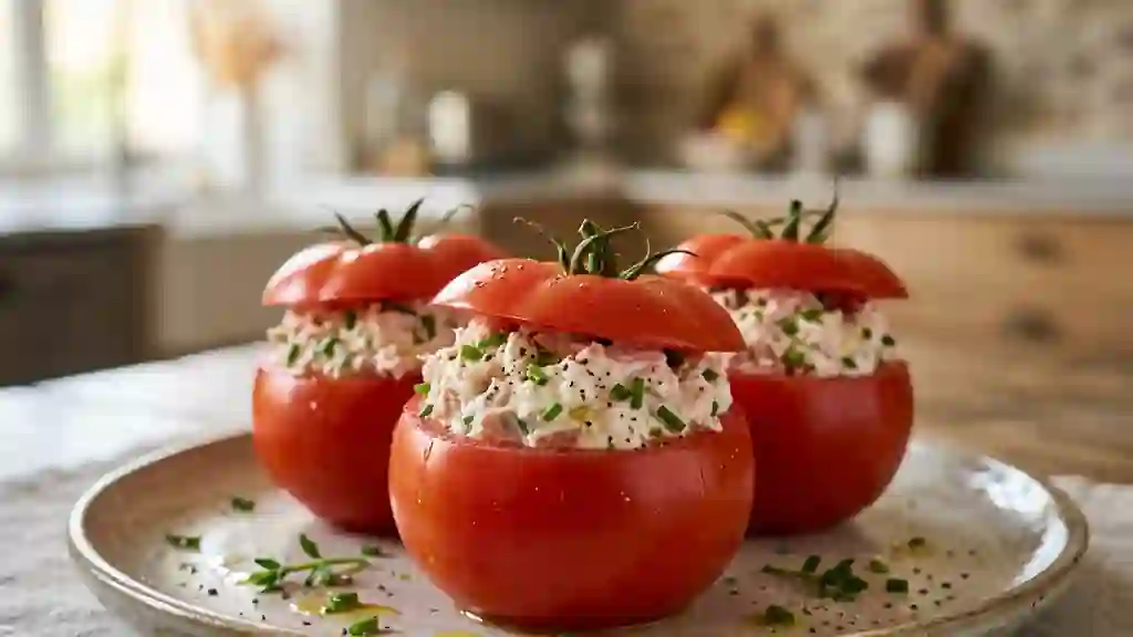 Tomates farcies thon et chèvre crémeux - Photo de présentation