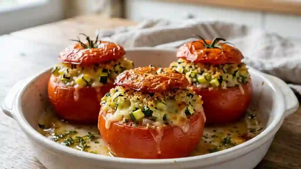 Tomates farcies courgette et gruyère fondant - Photo de présentation