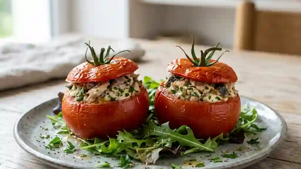 Tomates farcies fondantes sardine et fromage blanc - Photo de présentation