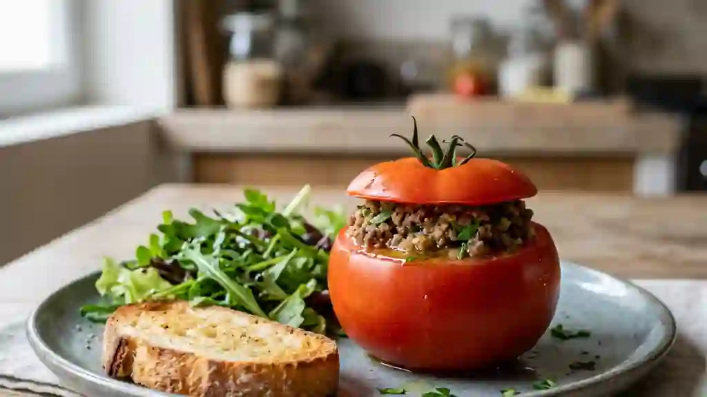 Tomates farcies glacées au bœuf et persillade - Photo de présentation