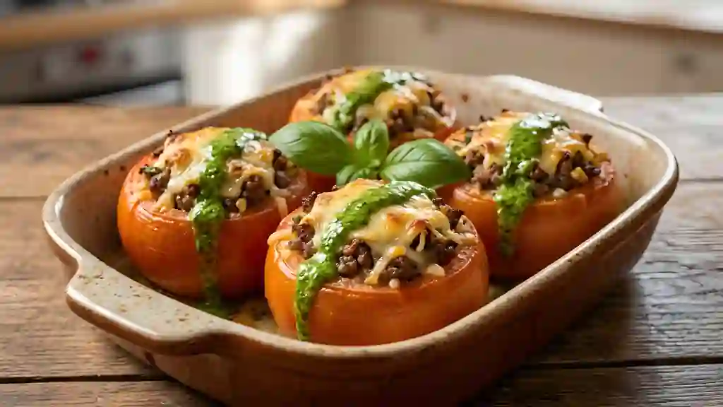 Tomates farcies au basilic frais - Photo de présentation