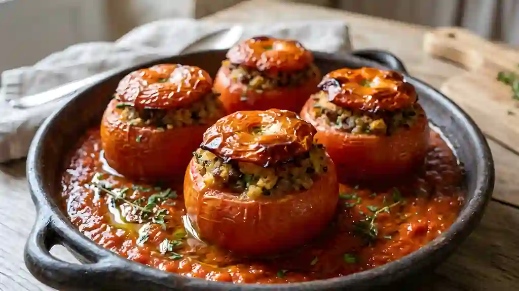 Tomates farcies fondantes au bœuf et poivron - Photo de présentation