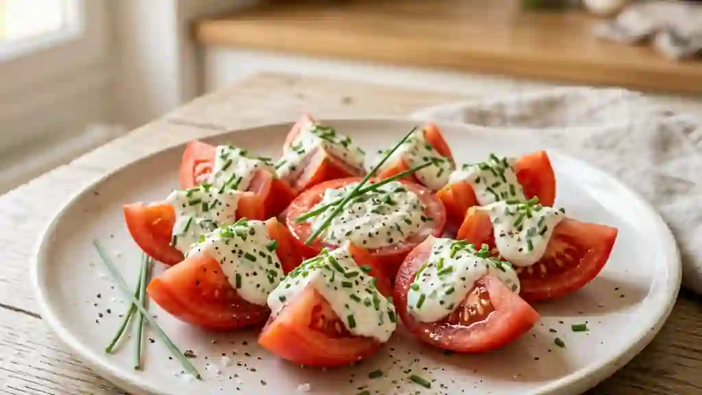 Tomates fraîches au fromage blanc onctueux - Photo de présentation