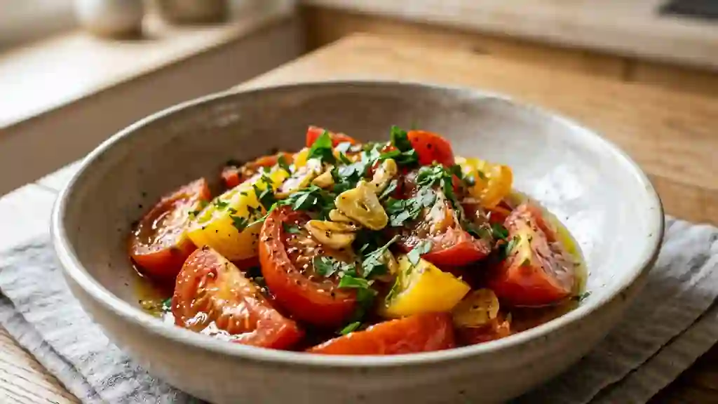 Poêlée de tomates fondantes à l'ail et persil - Photo de présentation