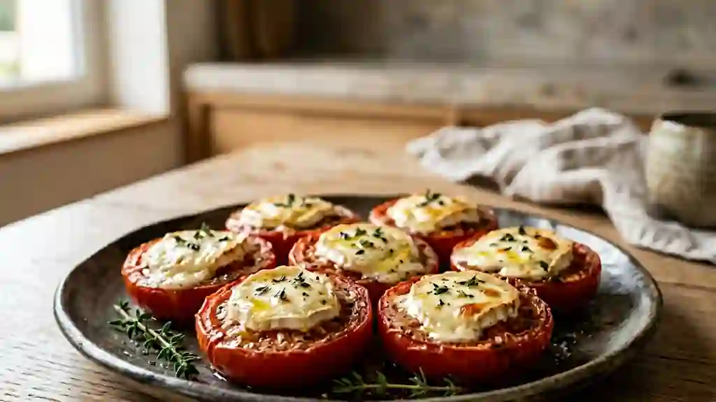 Tomates rôties au chèvre fondant et miel - Photo de présentation