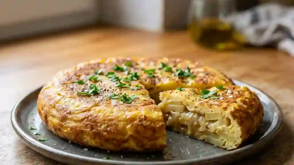 Tortilla de patata fondante et dorée - Photo de présentation