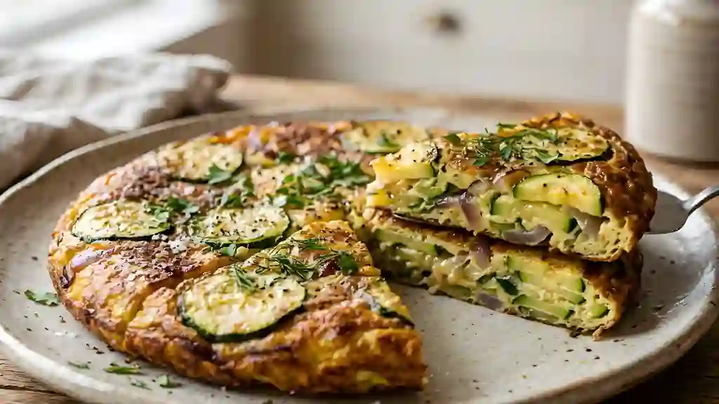 Tortilla fondante aux courgettes et oignons - Photo de présentation