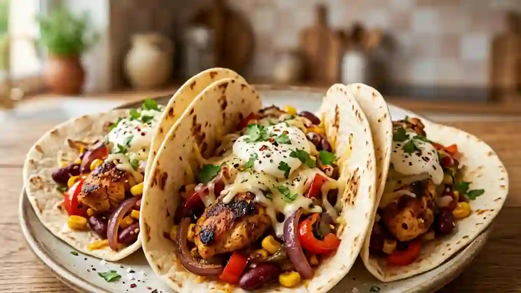 Tortillas fondantes au poulet épicé - Photo de présentation