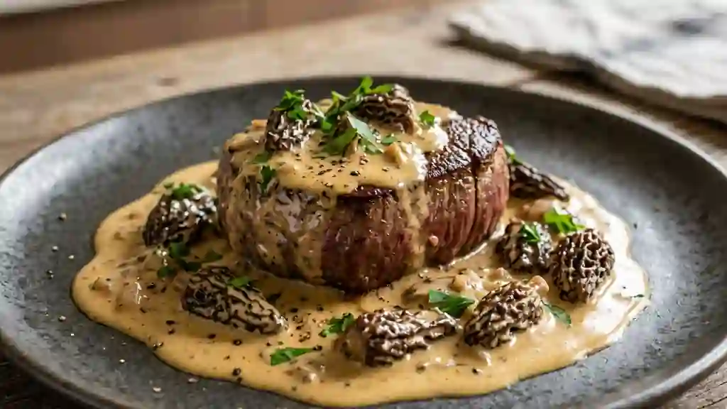 Tournedos d'autruche fondant et crème de morilles - Photo de présentation
