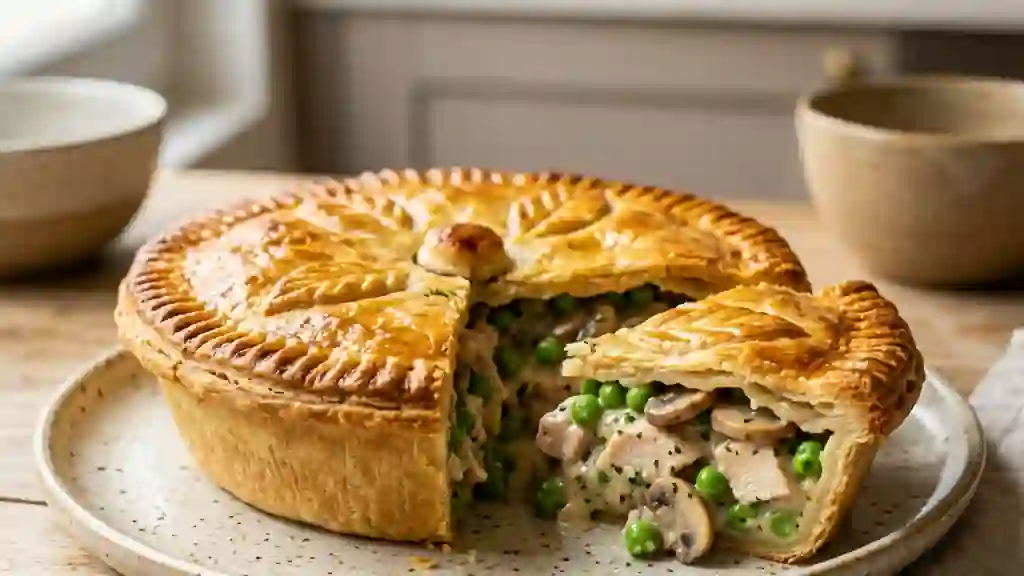 Tourte anglaise crémeuse au poulet - Photo de présentation