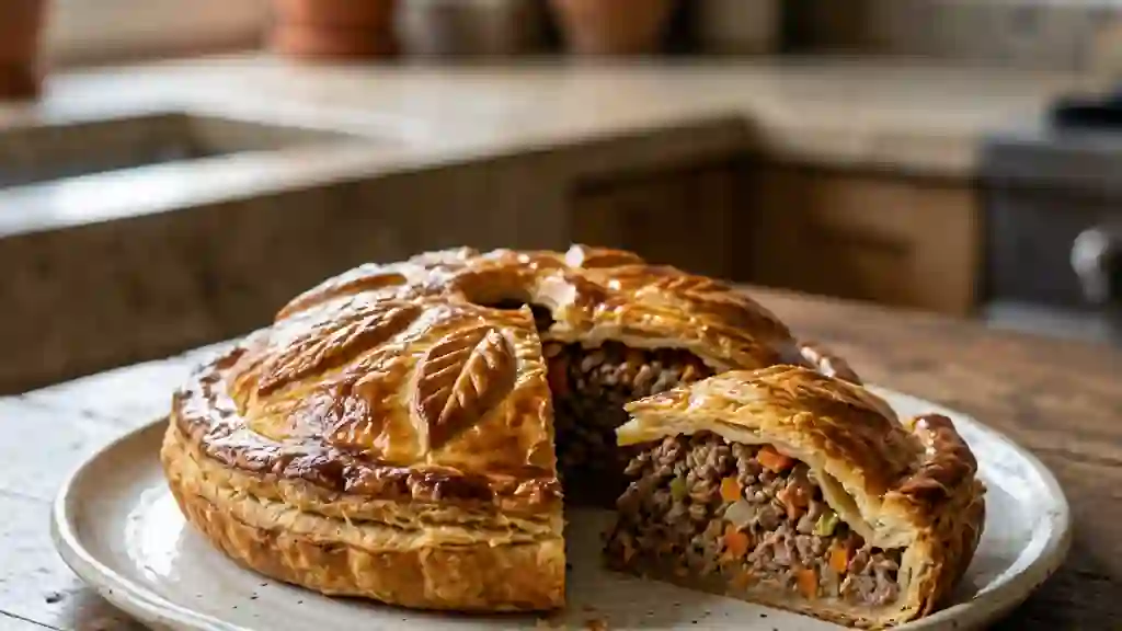 Tourte au bœuf fondante et croûtée - Photo de présentation