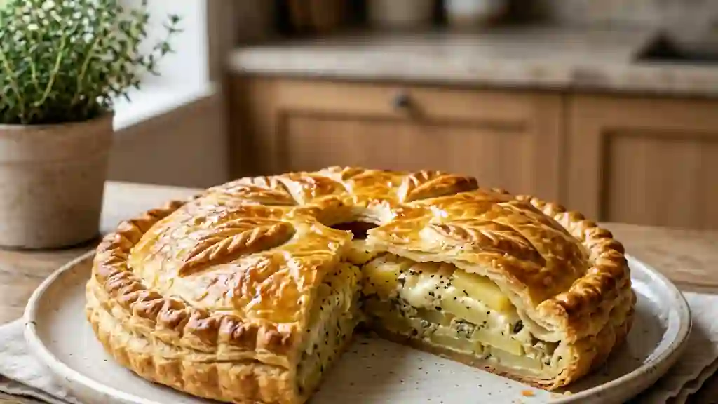 Tourte croustillante au chèvre et pommes de terre - Photo de présentation